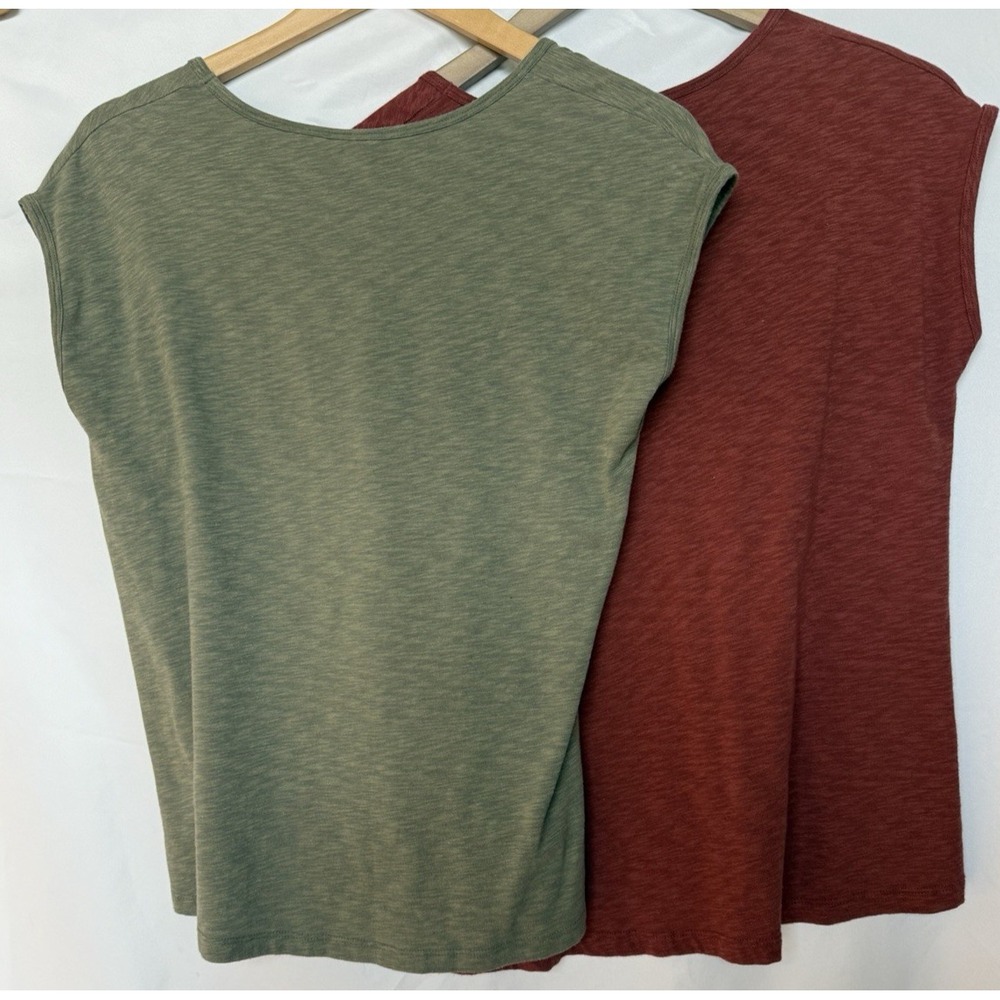 Set 2 C&C Womens Cap Sleeve Linen Shirt Size S Lightweight Flowy Comfort Travel - Picture 4 of 8